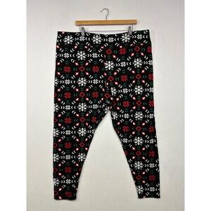 Holiday Fair Isle Feeling Festive Womens 3X Black Snowflake Christmas Leggings